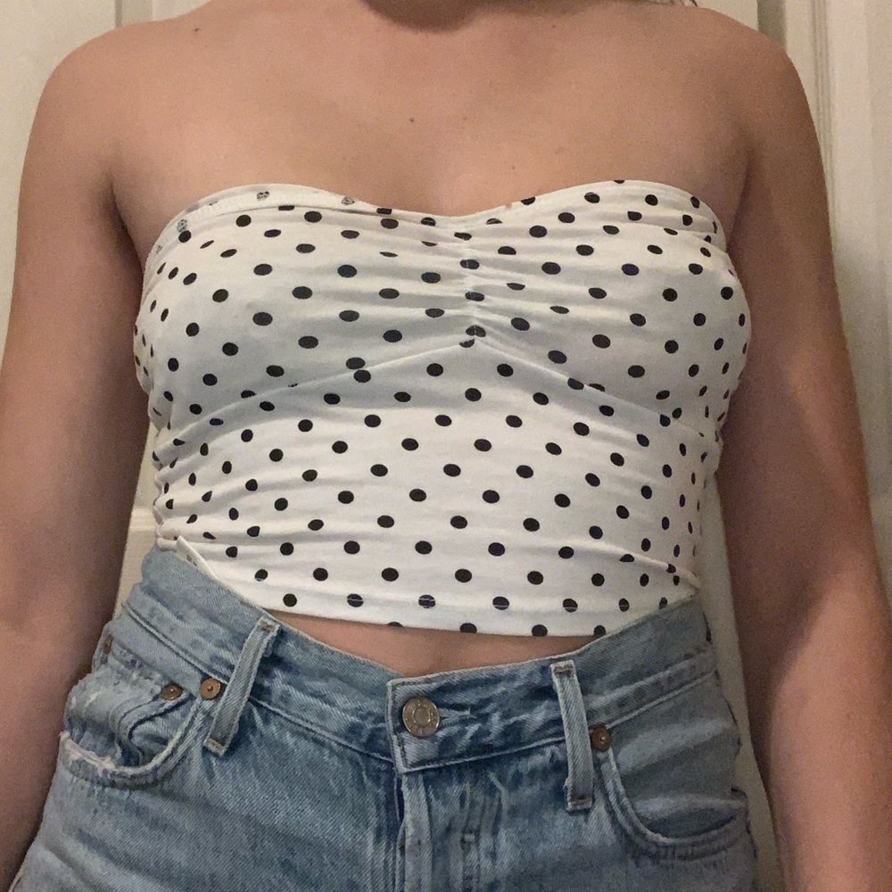 Polka dot black and white tube top